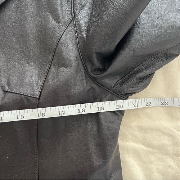 NWT Black Leather Trench Coat - Picture 14 of 16